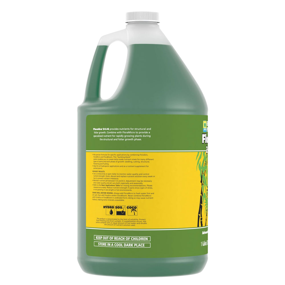 General Hydroponics FloraGro 2-1-6 Plant Food packaging