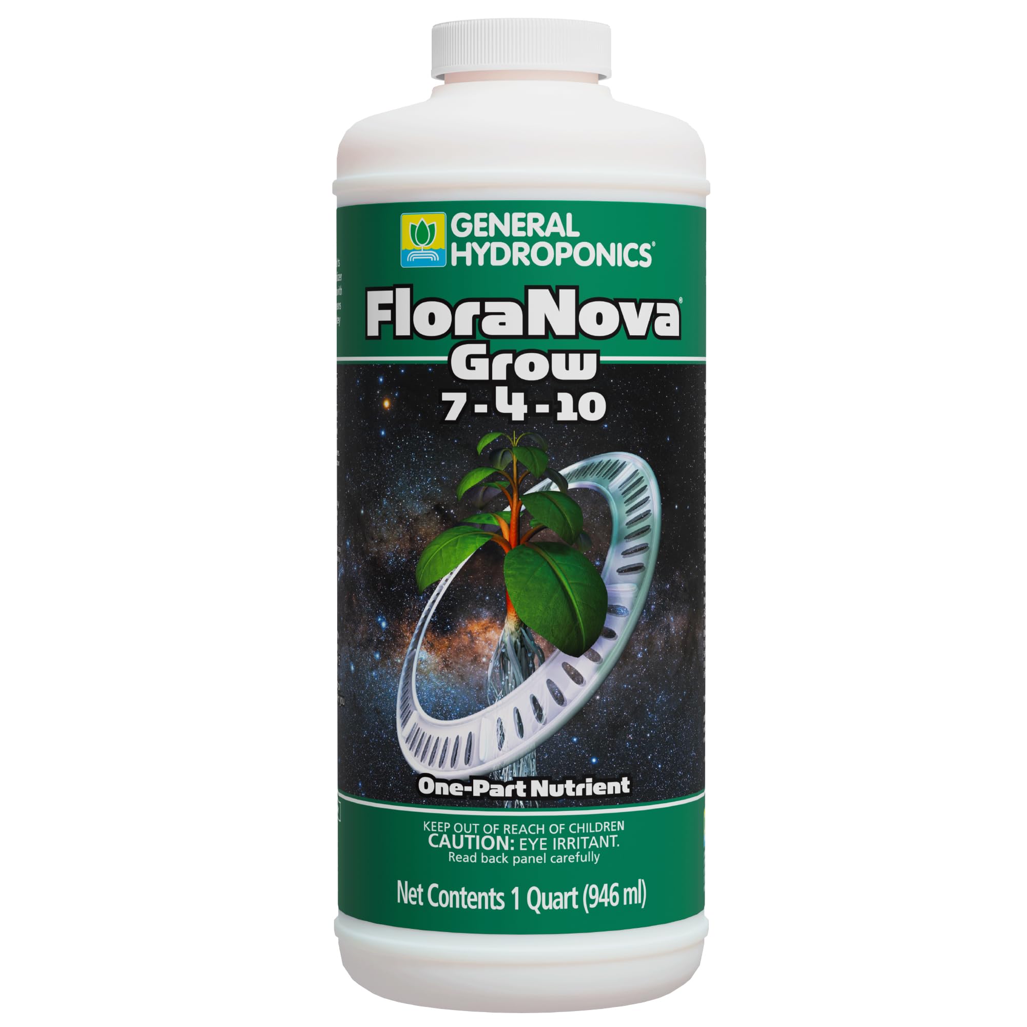 General Hydroponics FloraNova Grow 7-4-10 Liquid Fertilizer 1 Quart front view