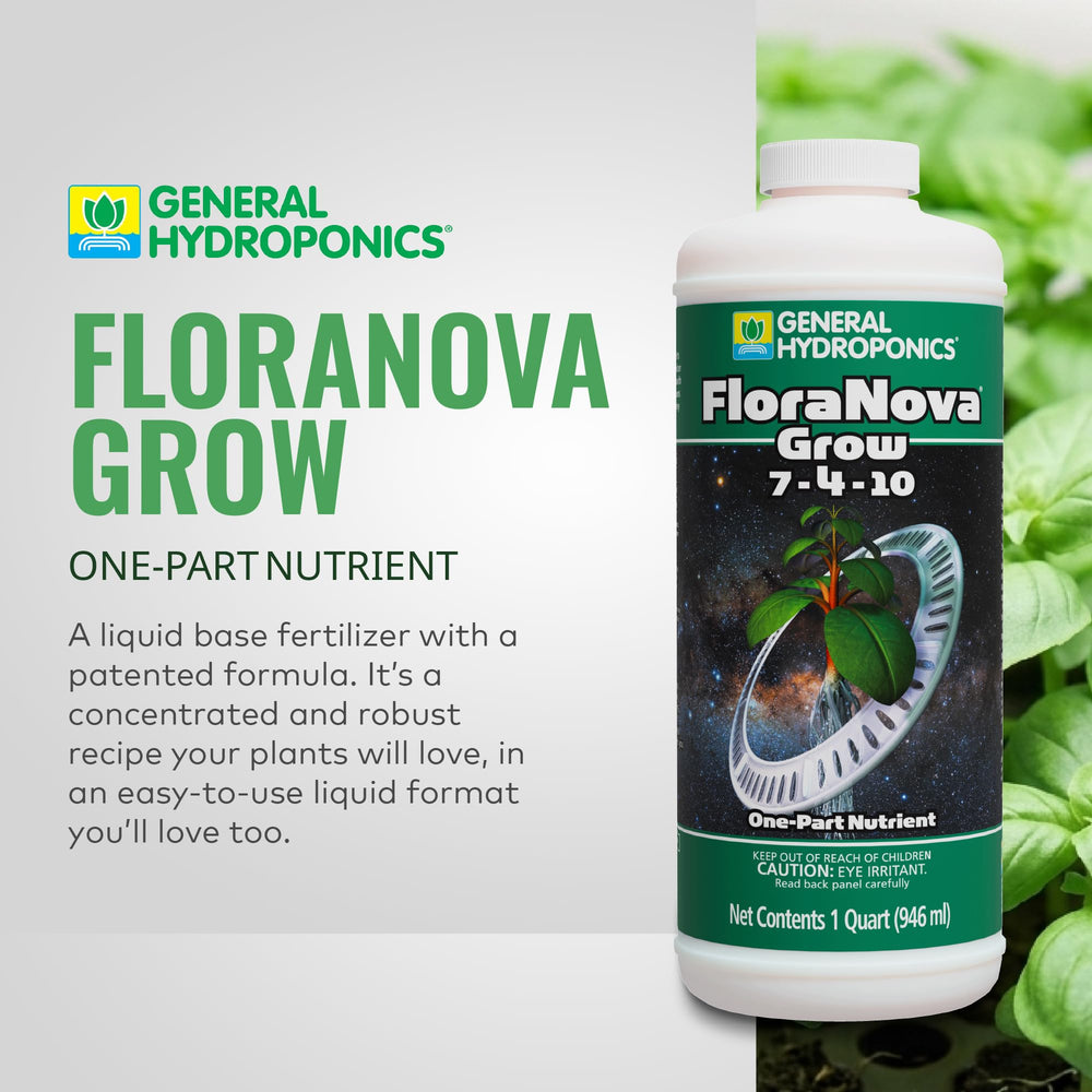 General Hydroponics FloraNova Grow 7-4-10 Liquid Fertilizer side view