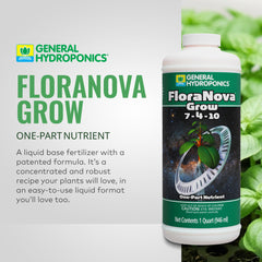General Hydroponics FloraNova Grow 7-4-10 Liquid Fertilizer side view