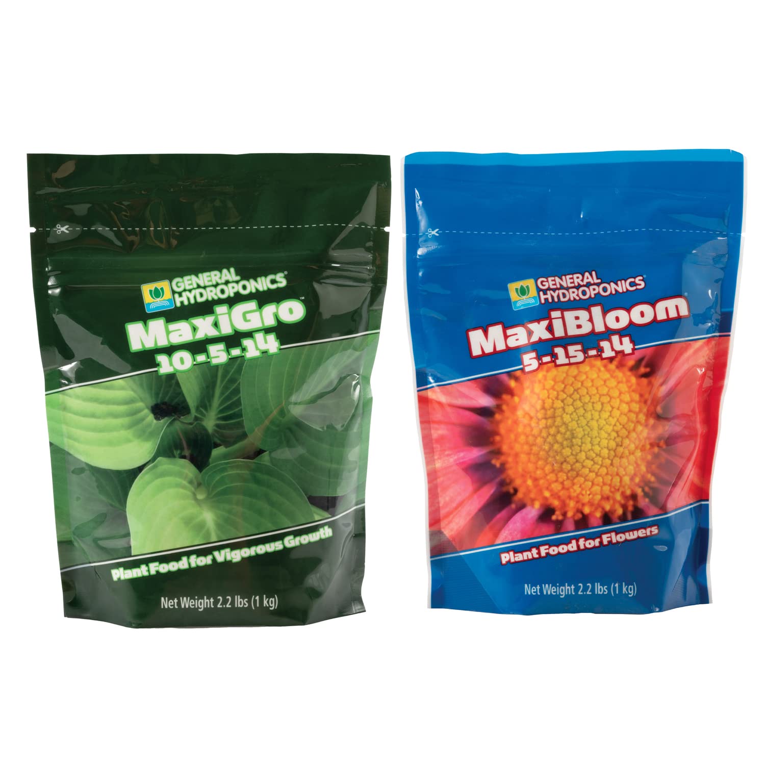 General Hydroponics MaxiBloom and MaxiGro Nutrients Set, 2.2 lb powder packaging