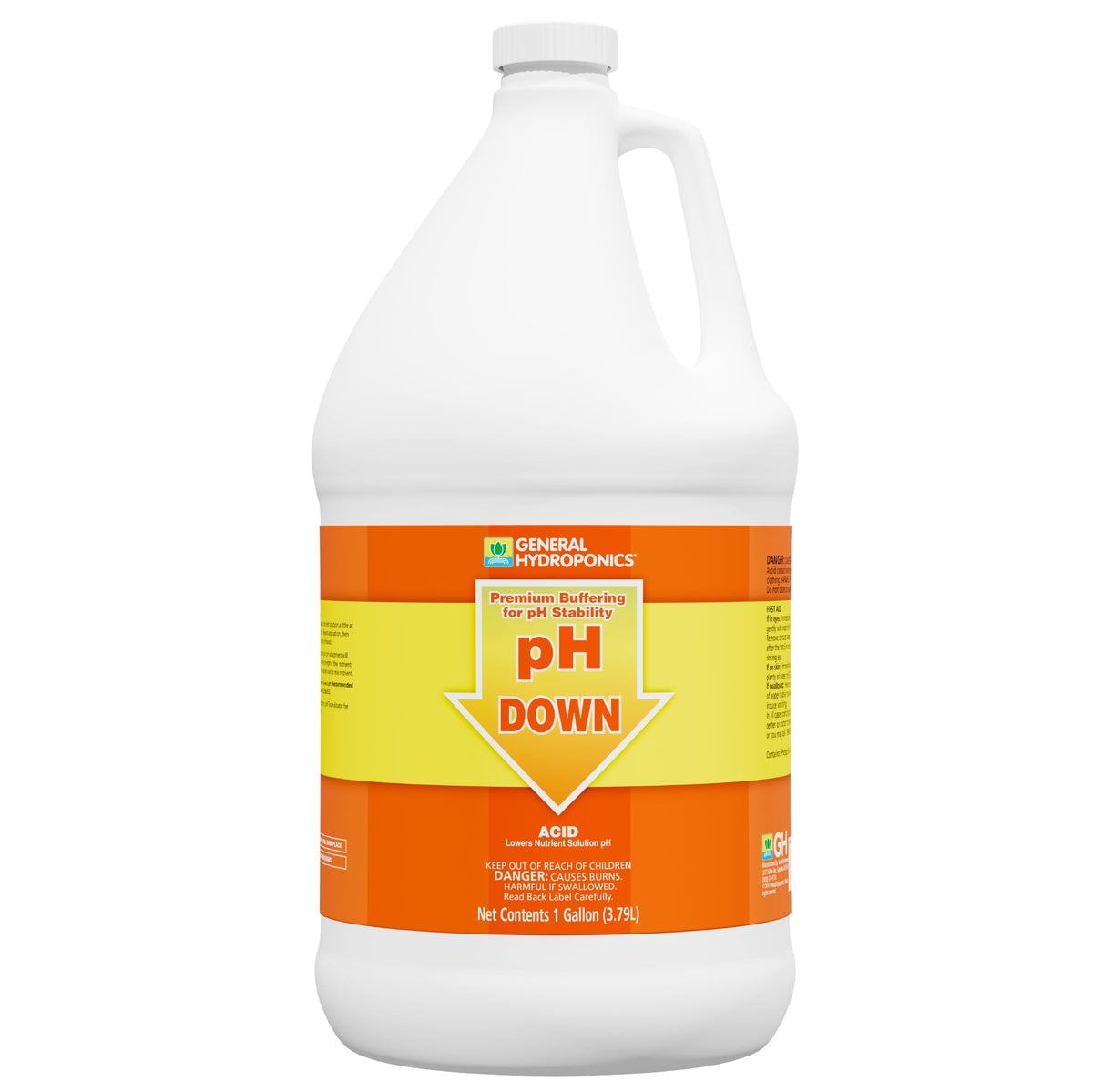 General Hydroponics pH Down Liquid 1-gallon front view