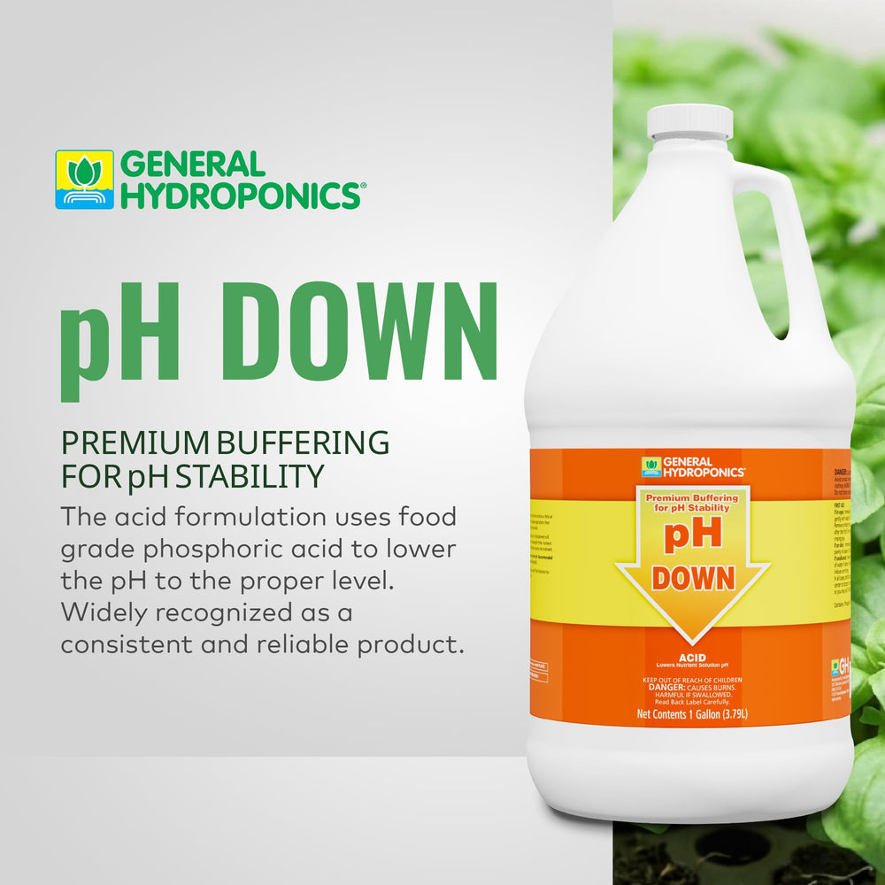 General Hydroponics pH Down Liquid 1-gallon side view