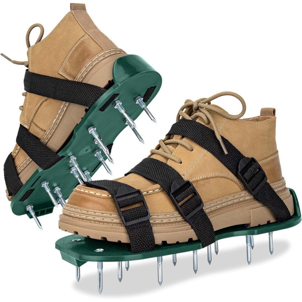 Generic lawn aerator shoes with adjustable straps in black