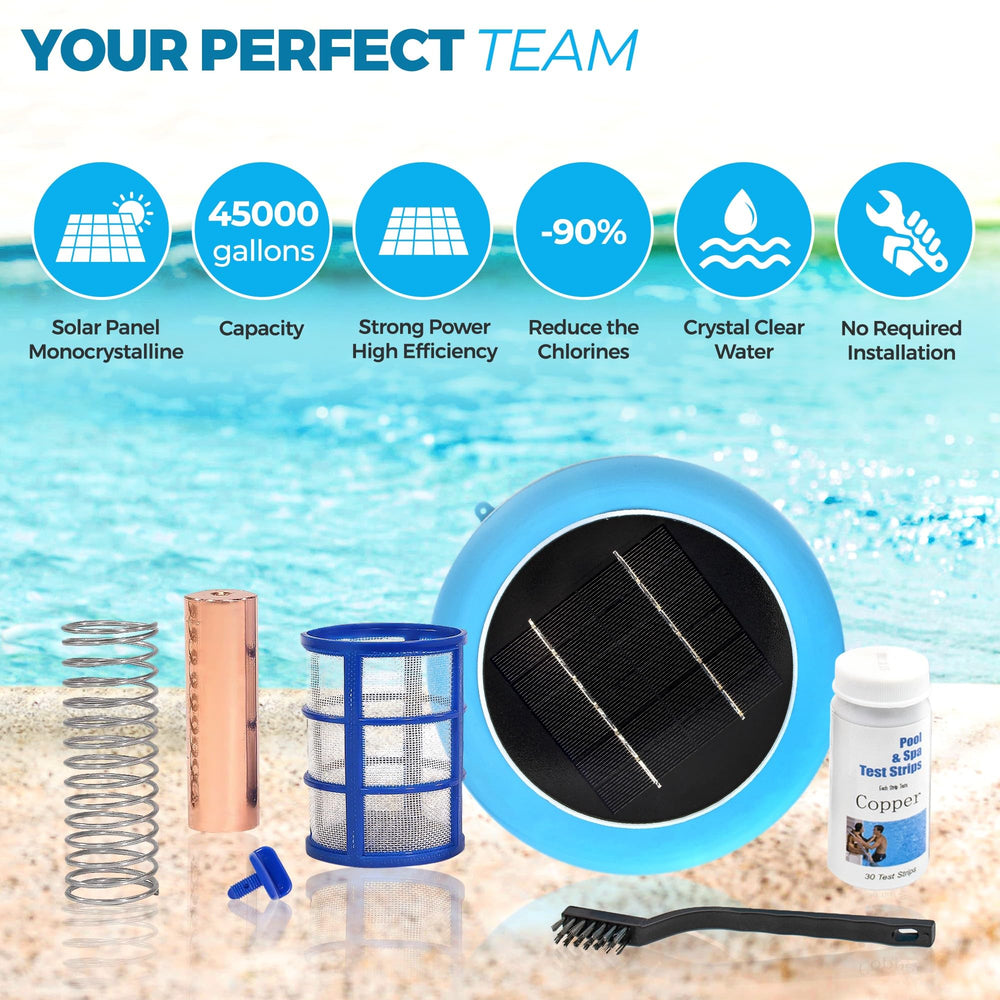 Generic Solar Pool Ionizer floating in a pool
