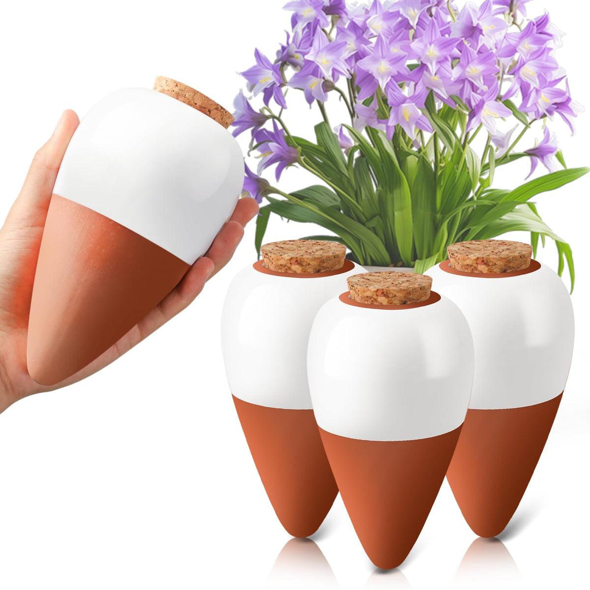 Generic terracotta watering spikes 4 pack front view