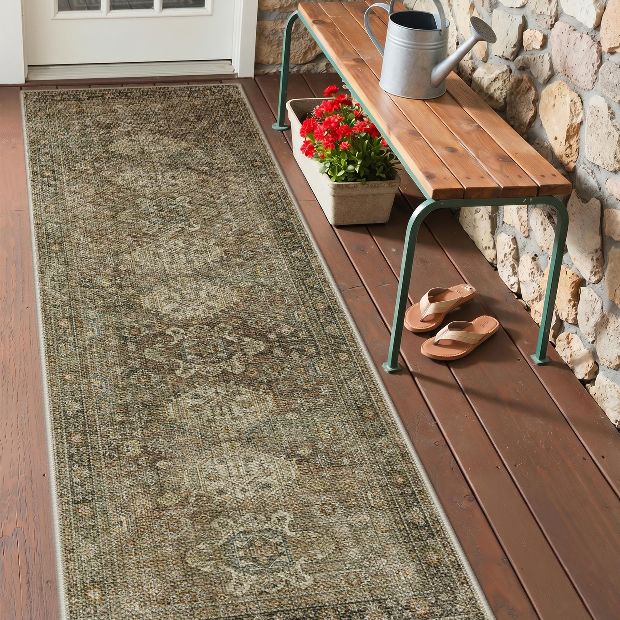 GENIMO 2.5x8 Outdoor Runner Rug in patio setting