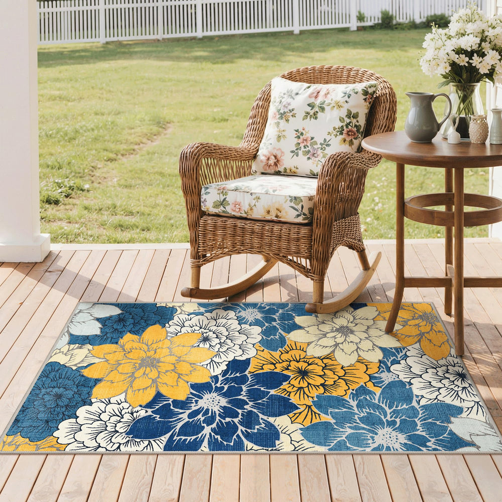GENIMO 3x5 Outdoor Rug folded, showcasing its lightweight material