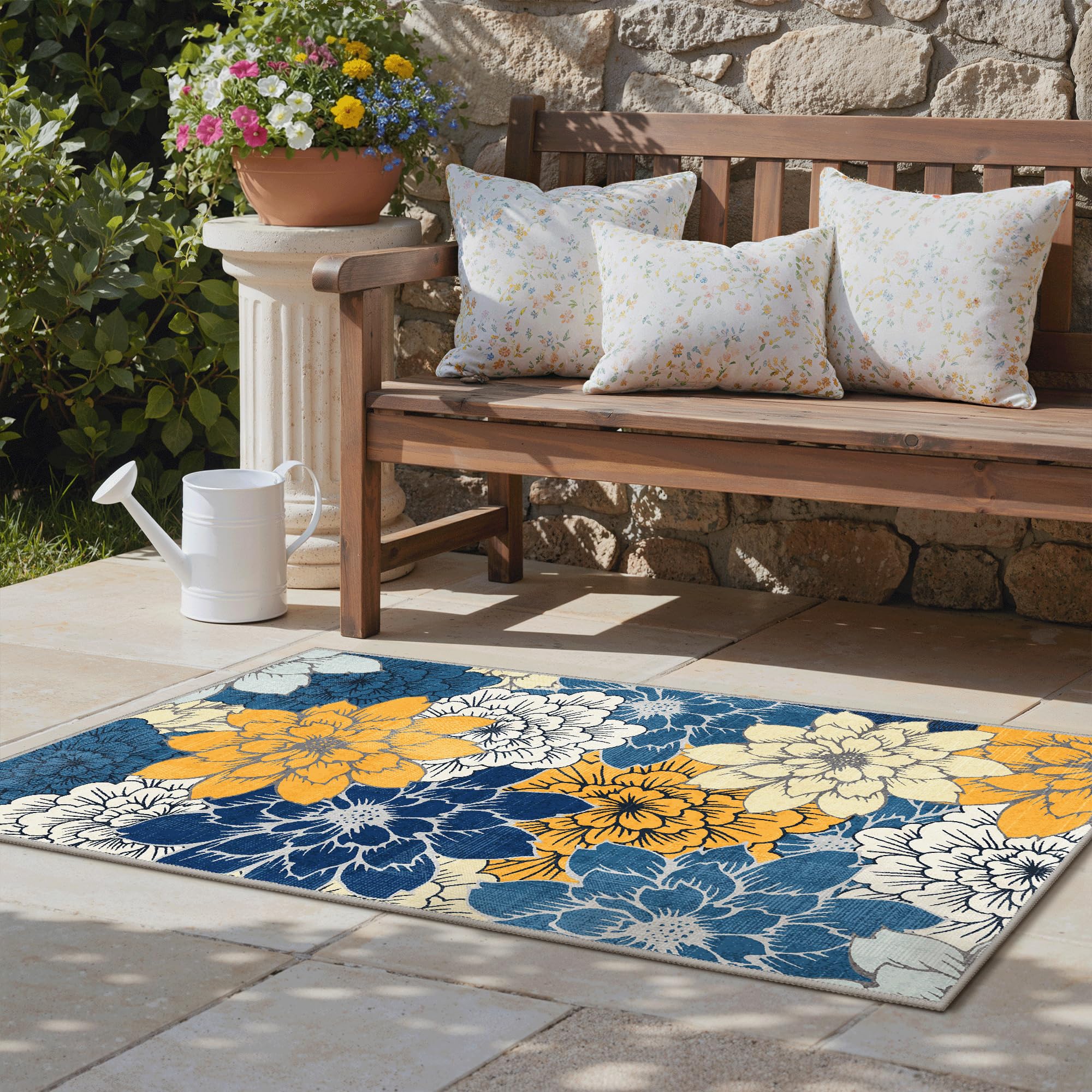 GENIMO 3x5 Outdoor Rug machine washing instructions