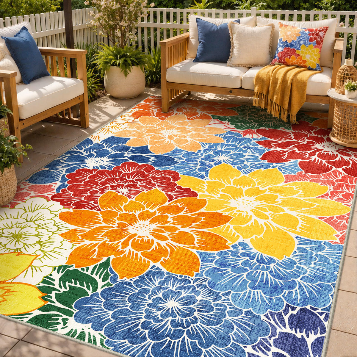 GENIMO 4x6 Outdoor Rug Multicolor front view