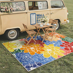 GENIMO 4x6 Outdoor Rug Multicolor in living room