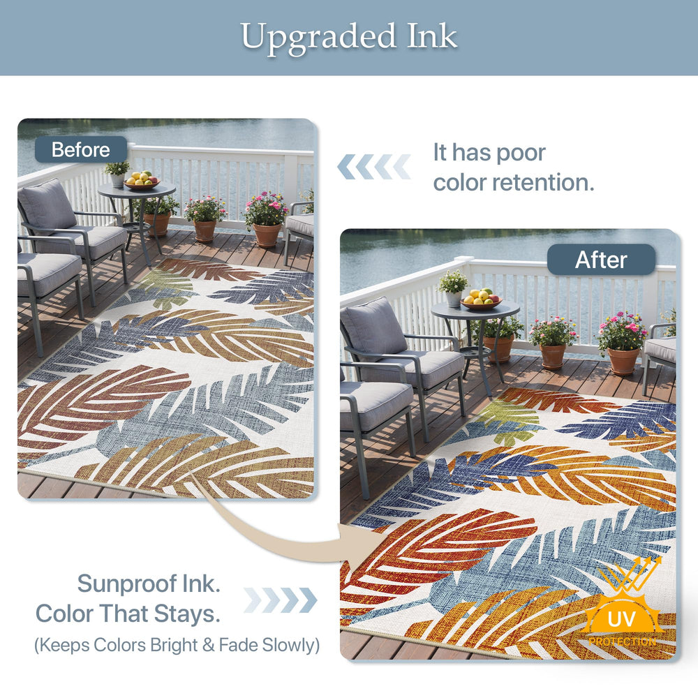 GENIMO 4x6 Outdoor Rug Tropical Rust anti-slip backing