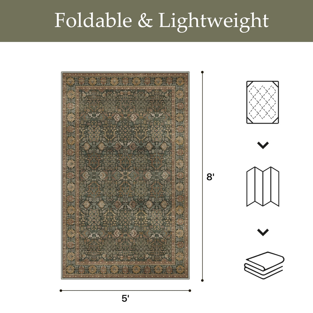 GENIMO 5x8 Outdoor Rug Deep Green with stylish boho design