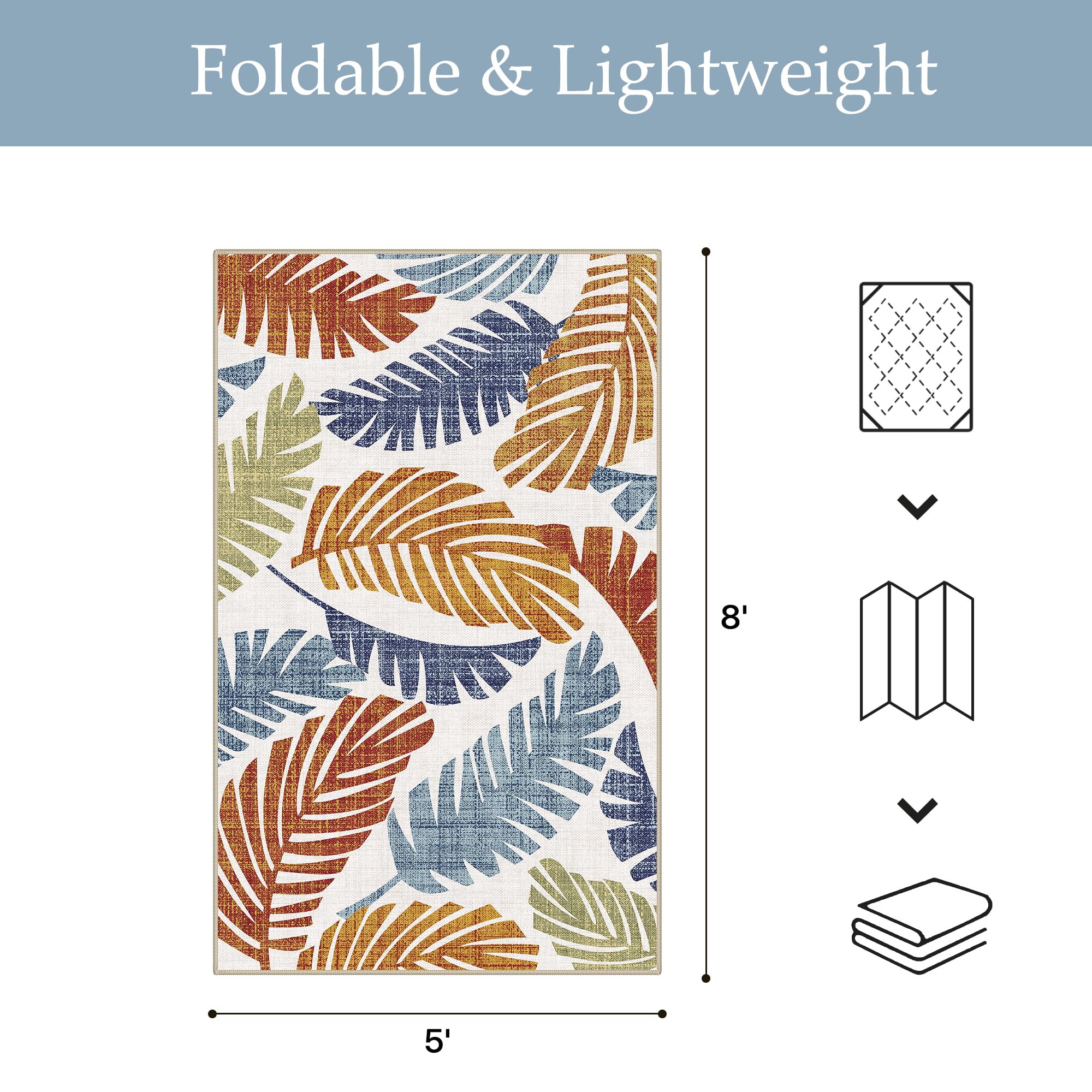 GENIMO 5x8 Outdoor Rug folded for easy storage
