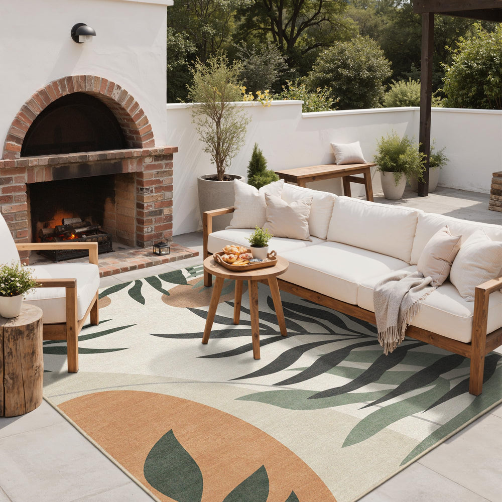 GENIMO 5x8 Outdoor Rug in a living room decor
