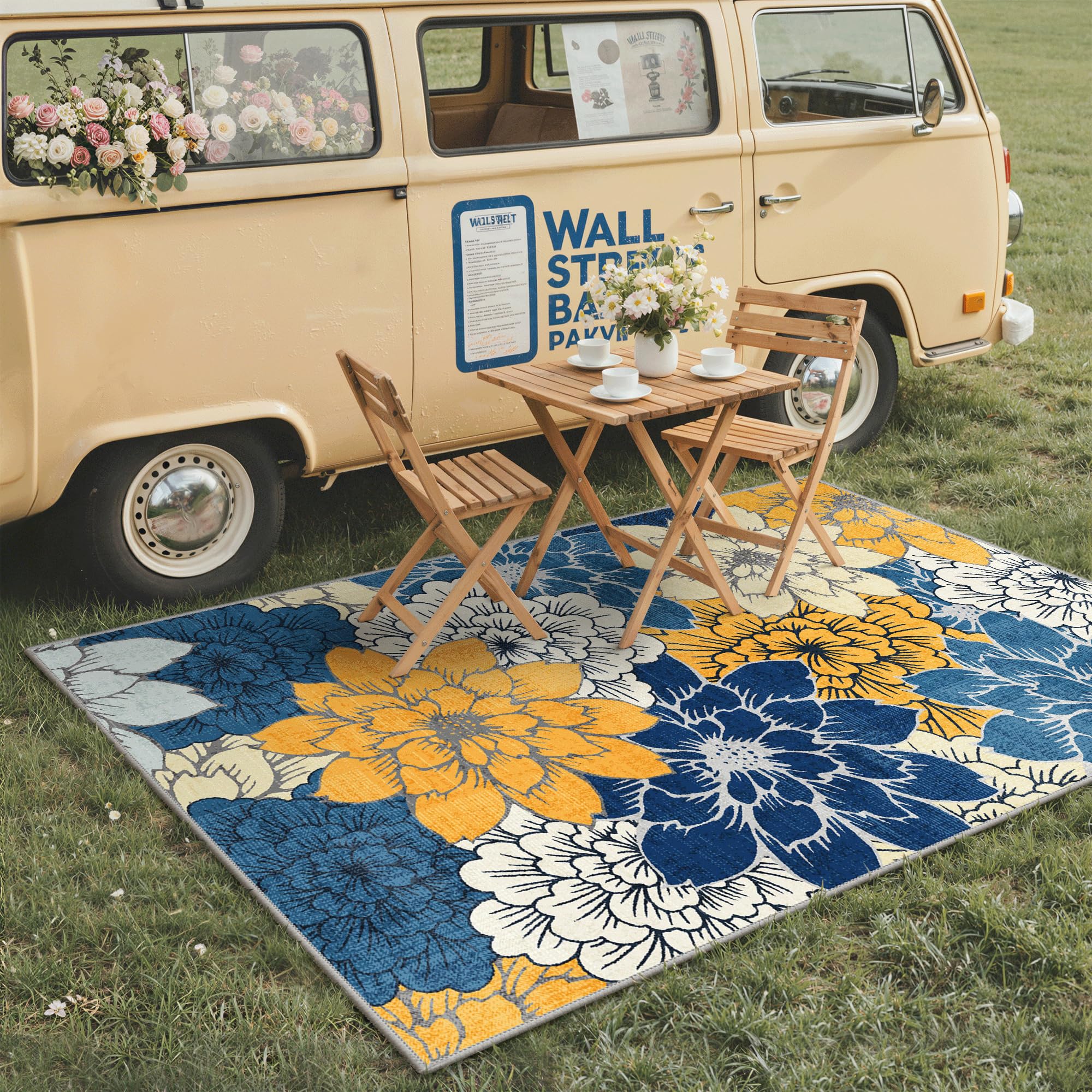 GENIMO 5x8 Outdoor Rug in living room decor