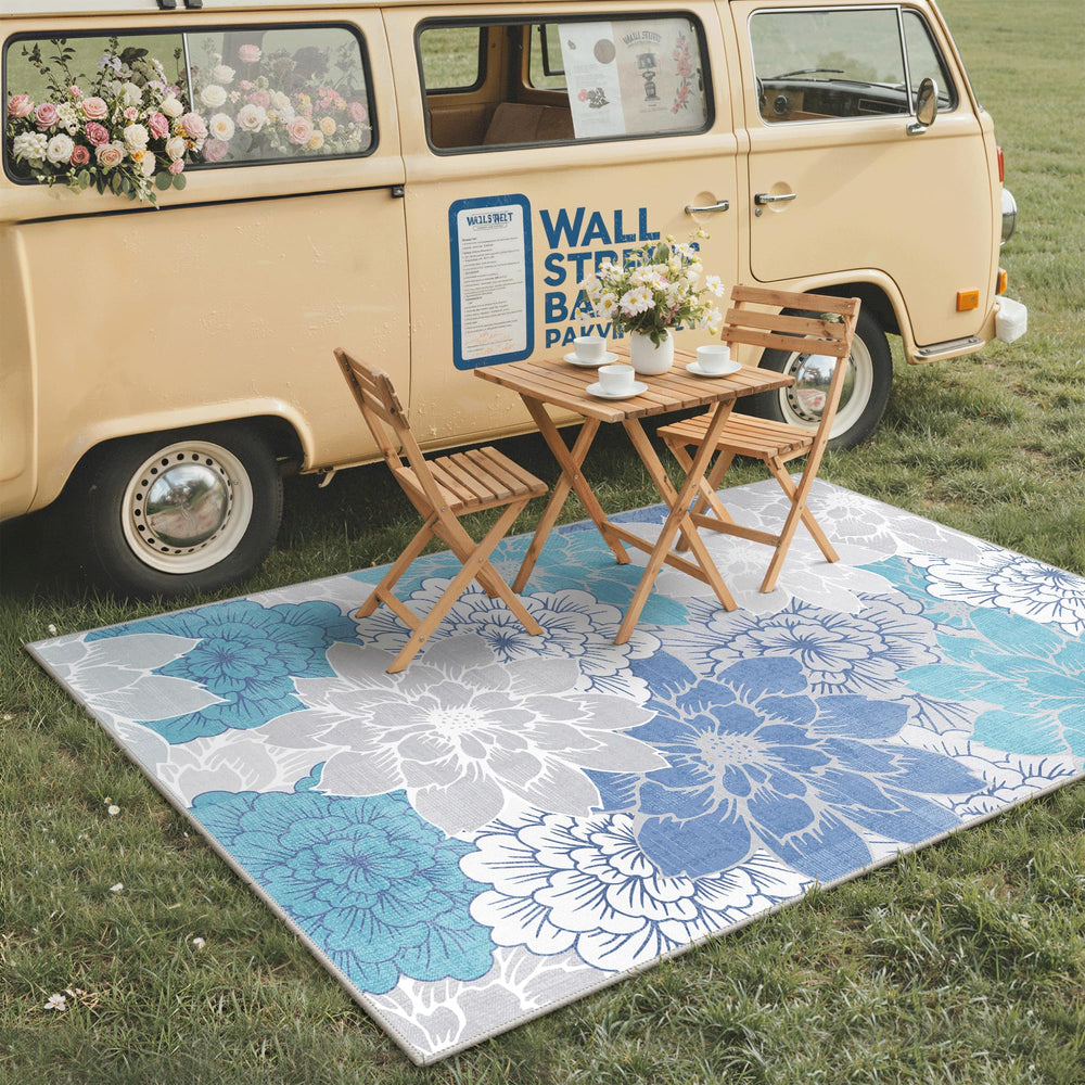 GENIMO 5x8 Outdoor Rug on a patio setting