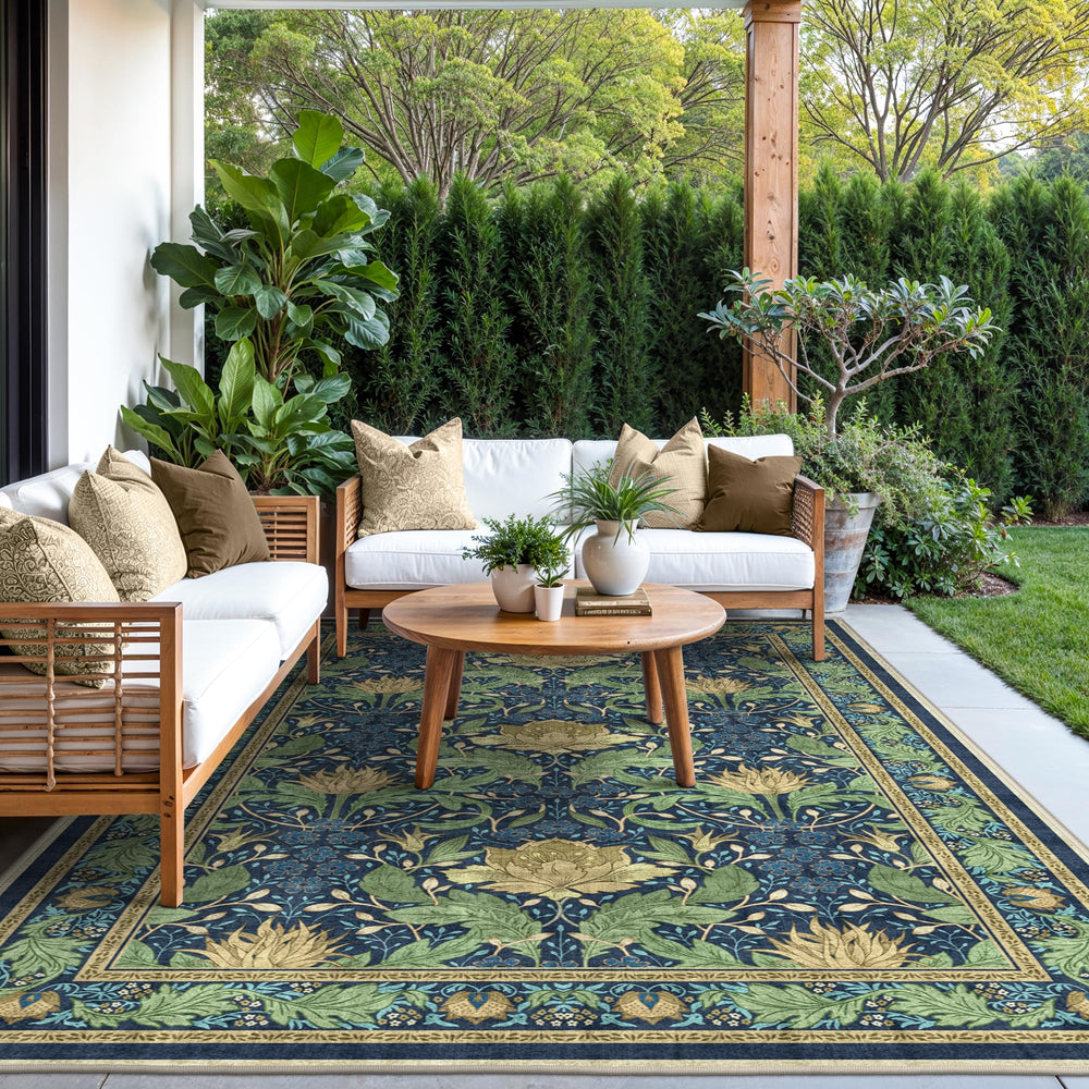 GENIMO 5x8 Outdoor Rug on patio
