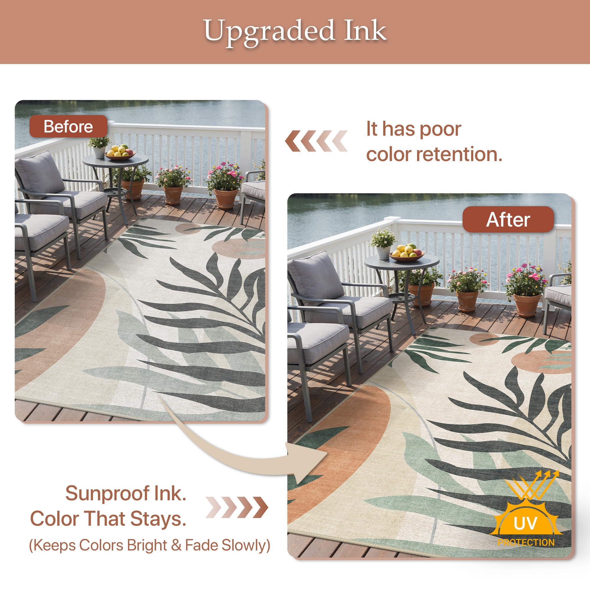 GENIMO 5x8 Outdoor Rug on patio setting