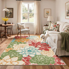GENIMO 5x8 outdoor rug showing anti-slip backing