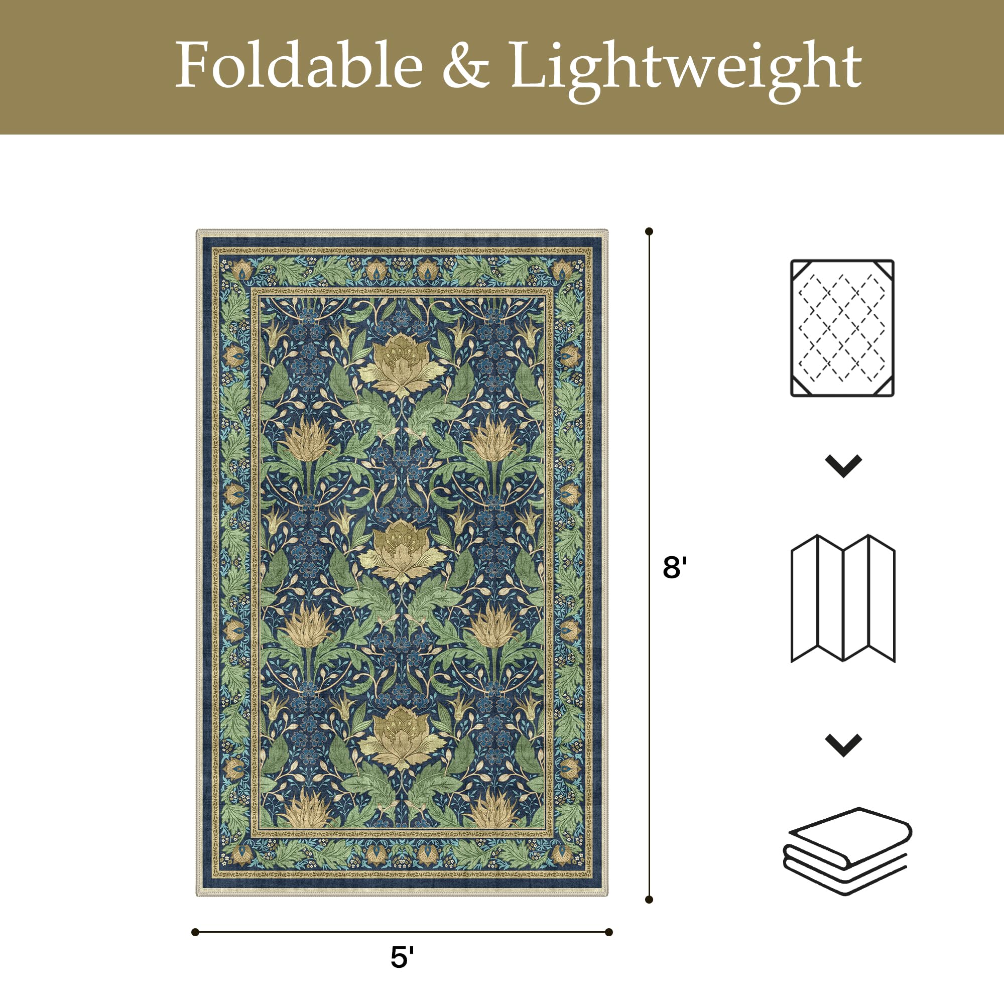 GENIMO 5x8 Outdoor Rug with contemporary border design