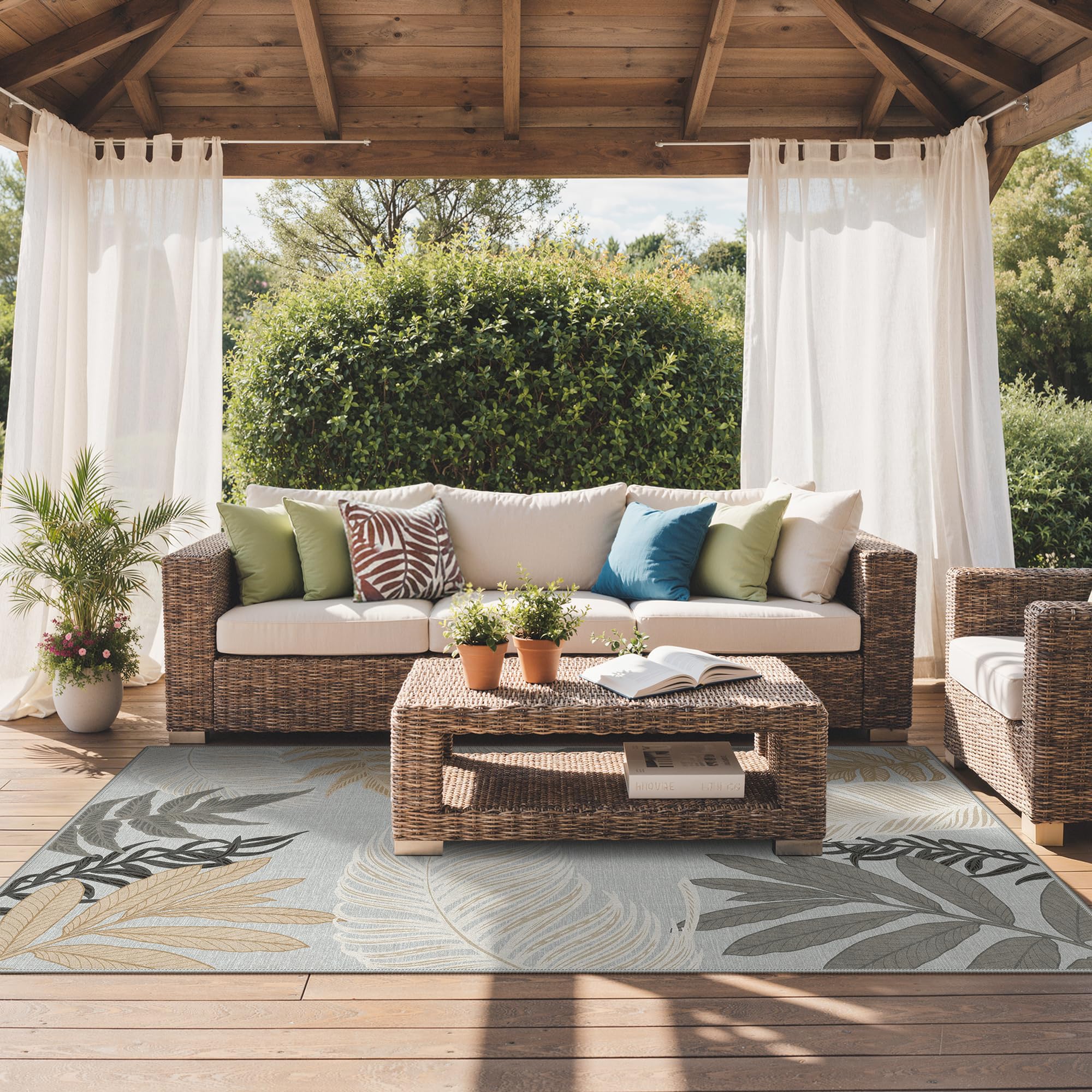 GENIMO 5x8 Outdoor Rug with floral design