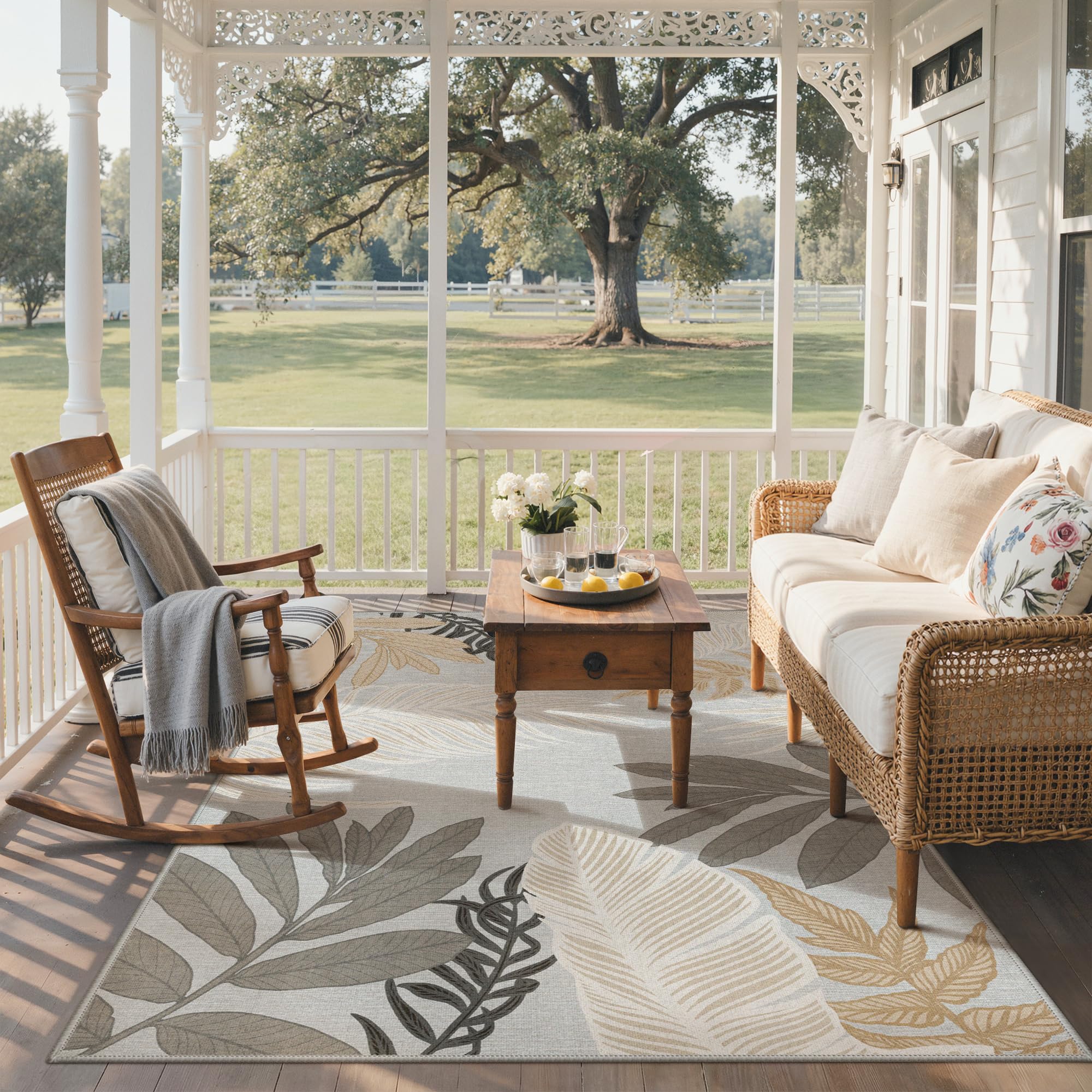 GENIMO 5x8 Outdoor Rug with quick-dry feature