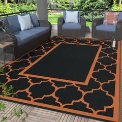 GENIMO 6'x9' Outdoor Rug in Black and Orange, front view