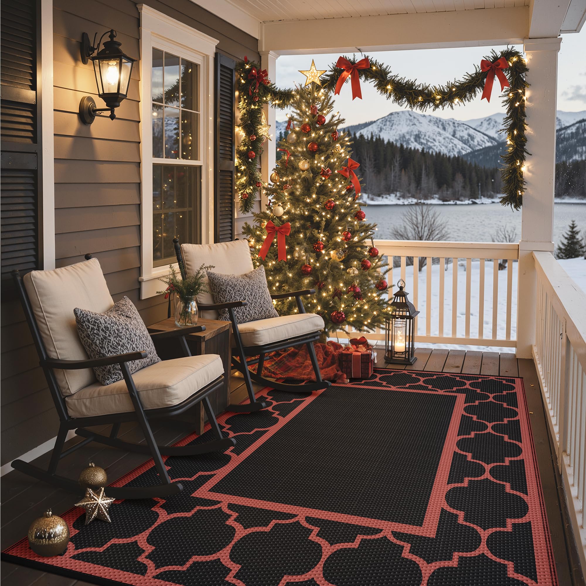 GENIMO 6'x9' Outdoor Rug in use during a picnic