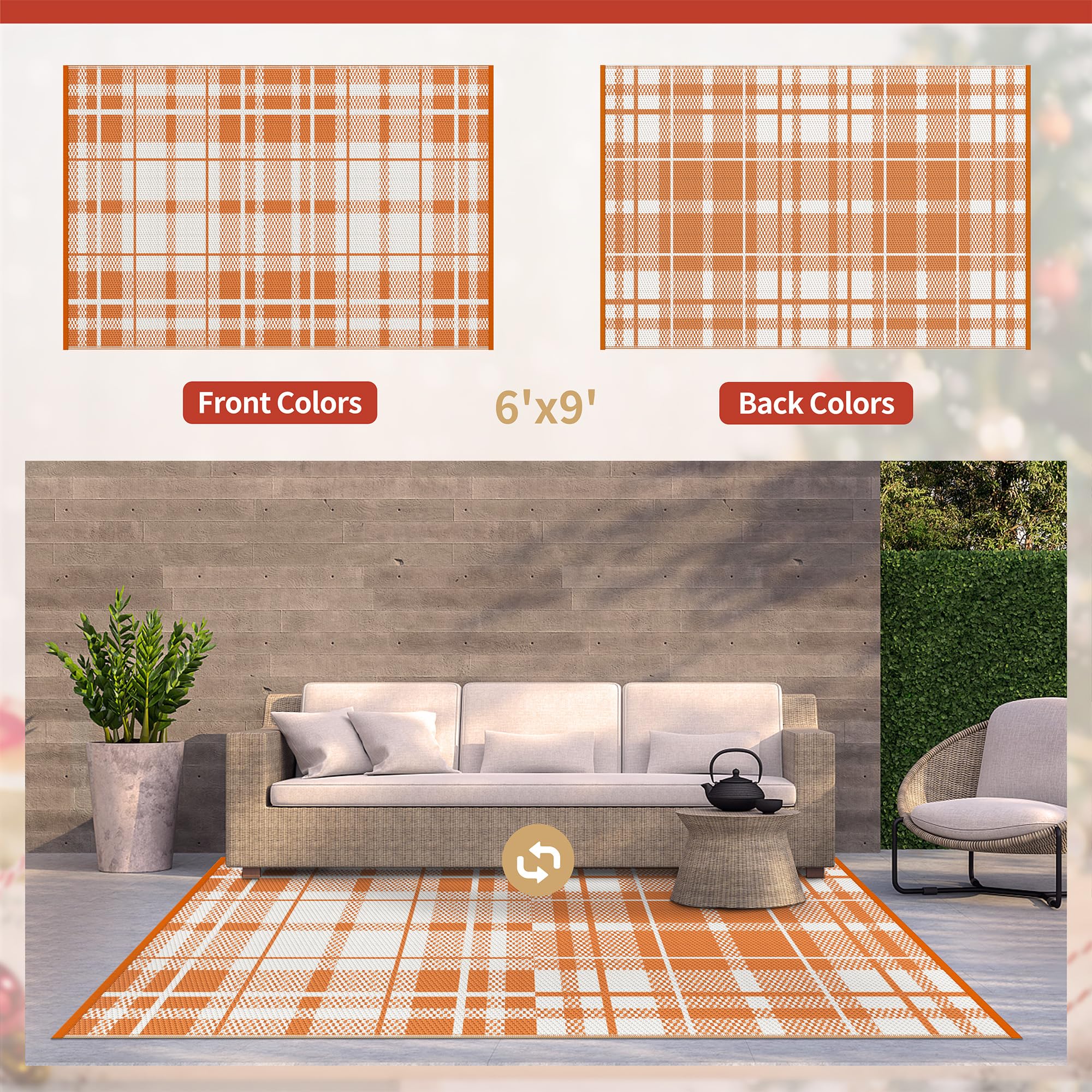 GENIMO 6'x9' outdoor rug on a patio