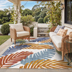 GENIMO 6x9 outdoor rug in Tropical Rust with floral pattern