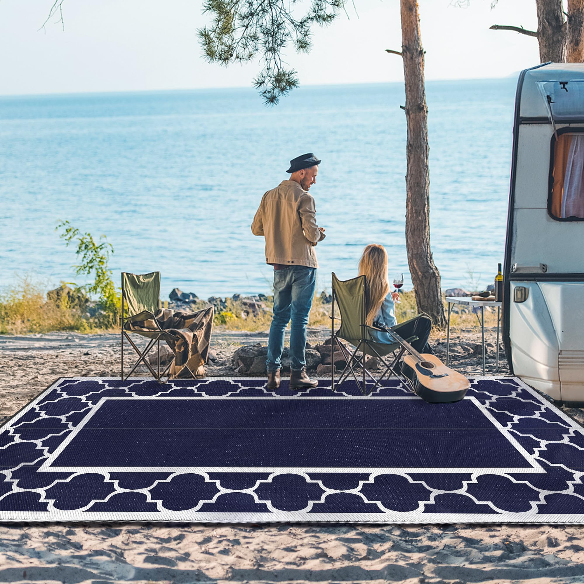 GENIMO 8'x16' Outdoor Rug rolled up for easy transport