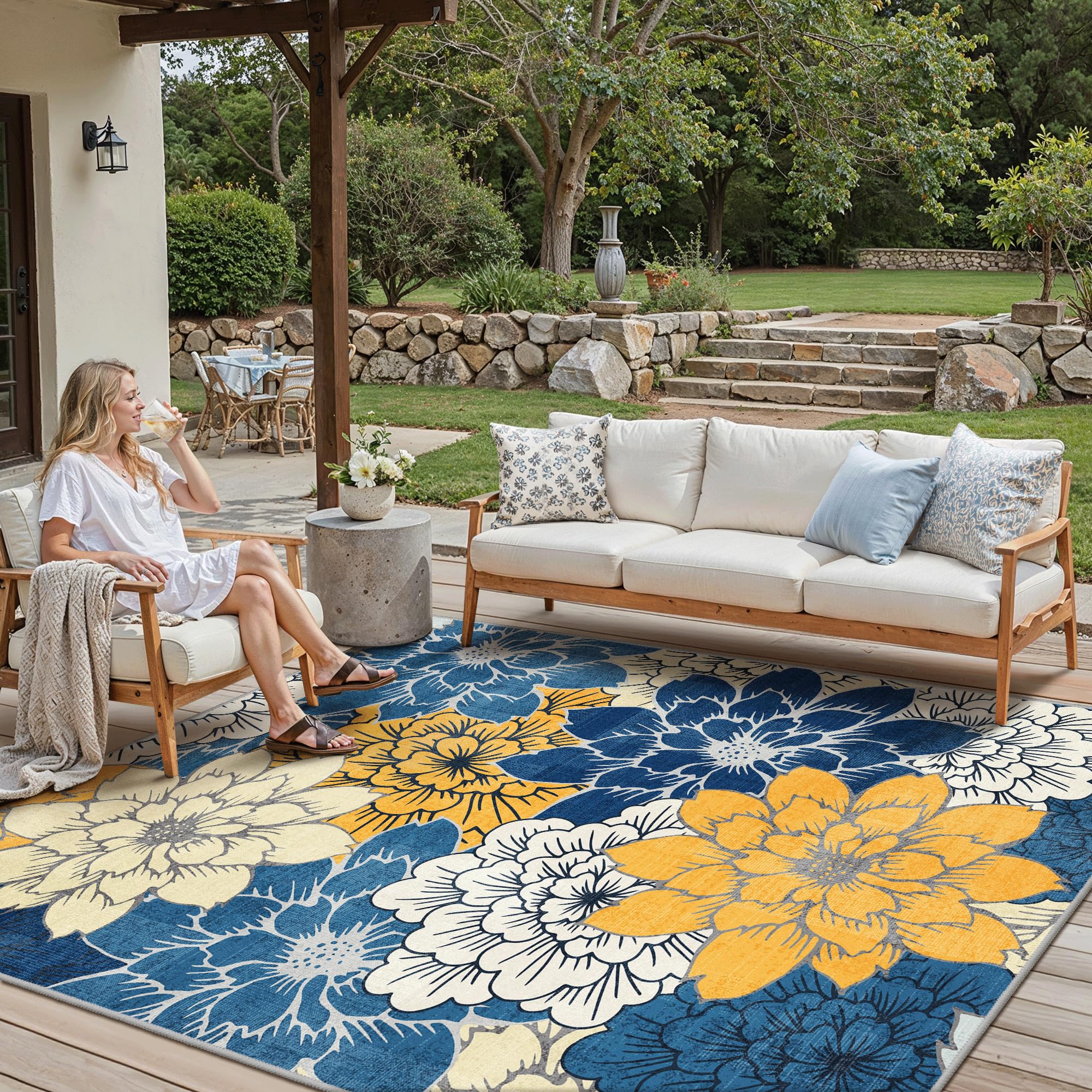 GENIMO 8x10 Outdoor Rug being washed in machine