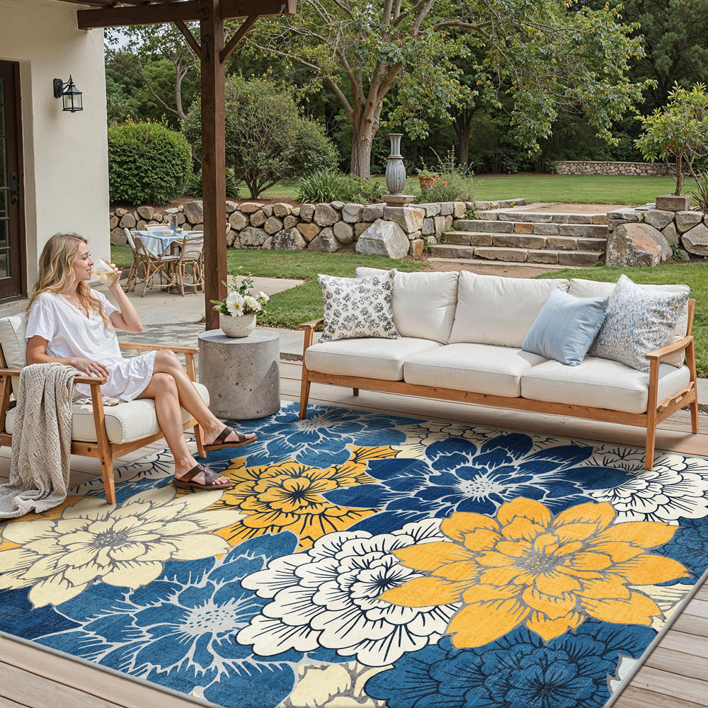 GENIMO 8x10 Outdoor Rug being washed in machine