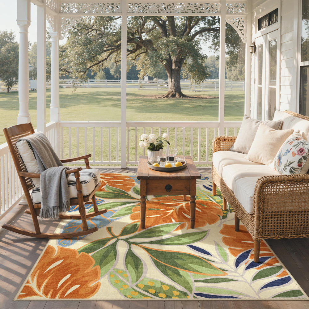 GENIMO 8x10 Outdoor Rug in a living room setting
