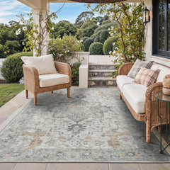 GENIMO Indoor Outdoor Rug 6x9 in ivory grey front view