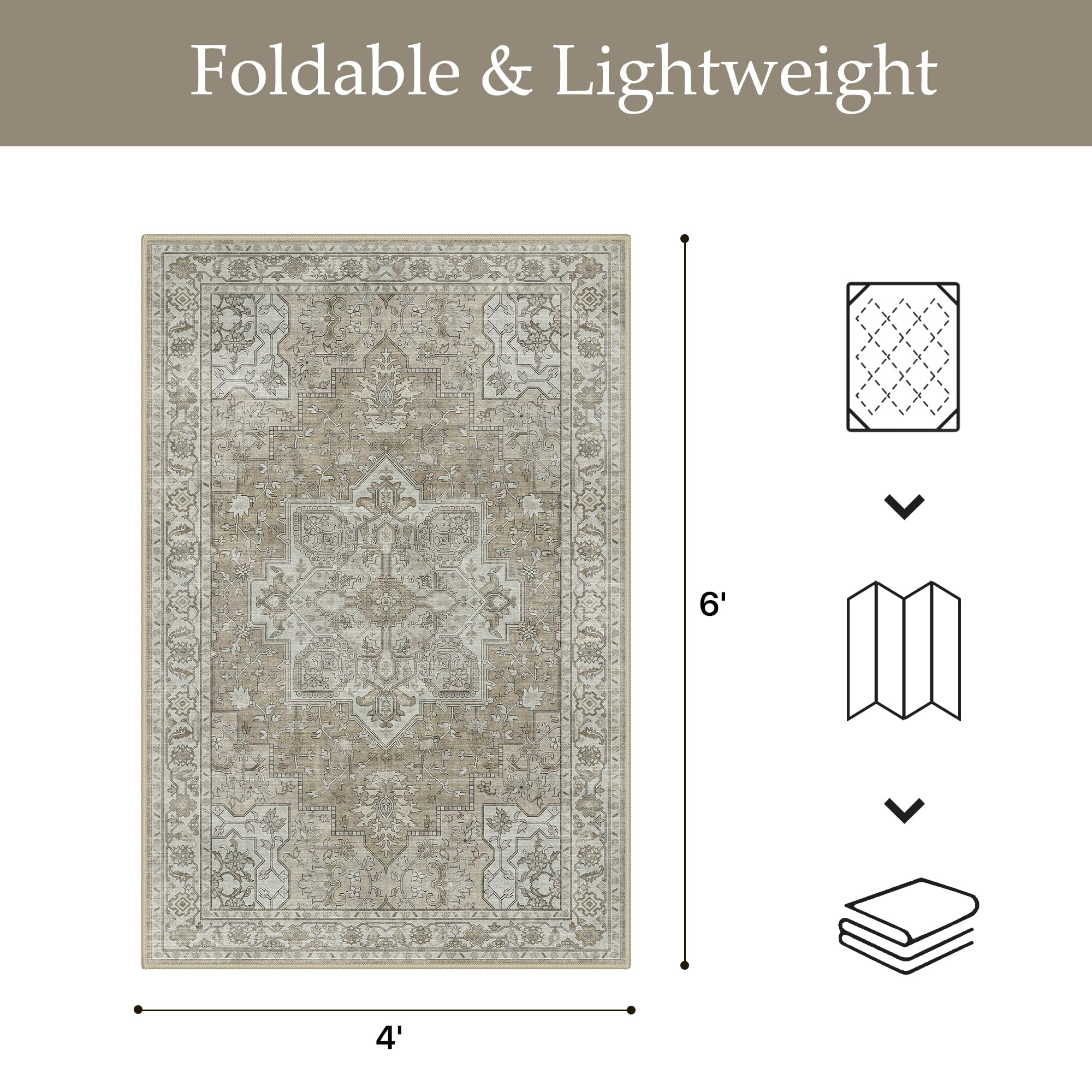 GENIMO Indoor Outdoor Rug cream beige side view
