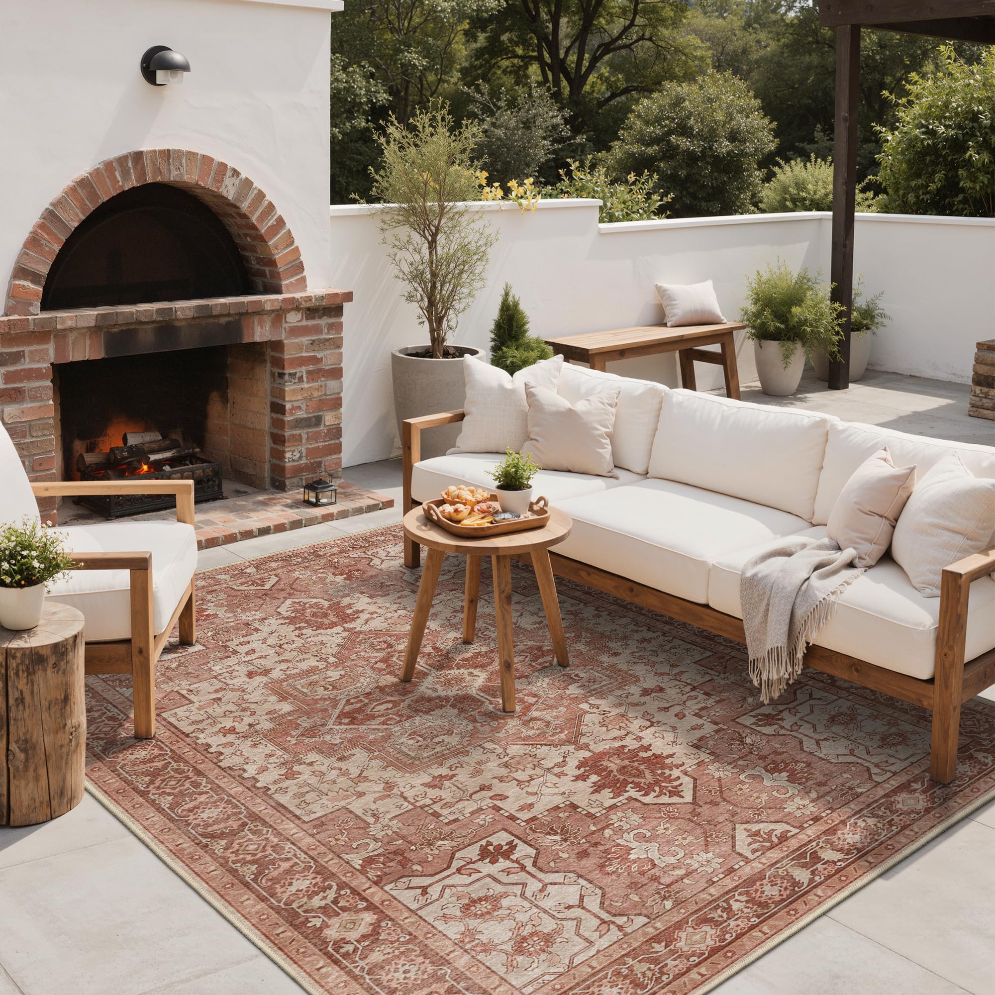GENIMO Indoor Outdoor Rug in living room setting