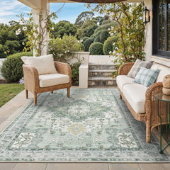 GENIMO Indoor Outdoor Rug in mint green, front view