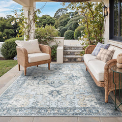 GENIMO Indoor Outdoor Rug light blue 5x8 front view