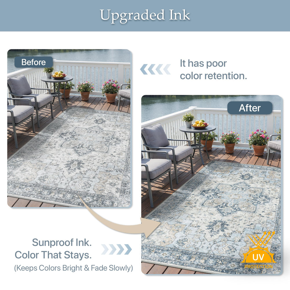 GENIMO Indoor Outdoor Rug light blue close-up