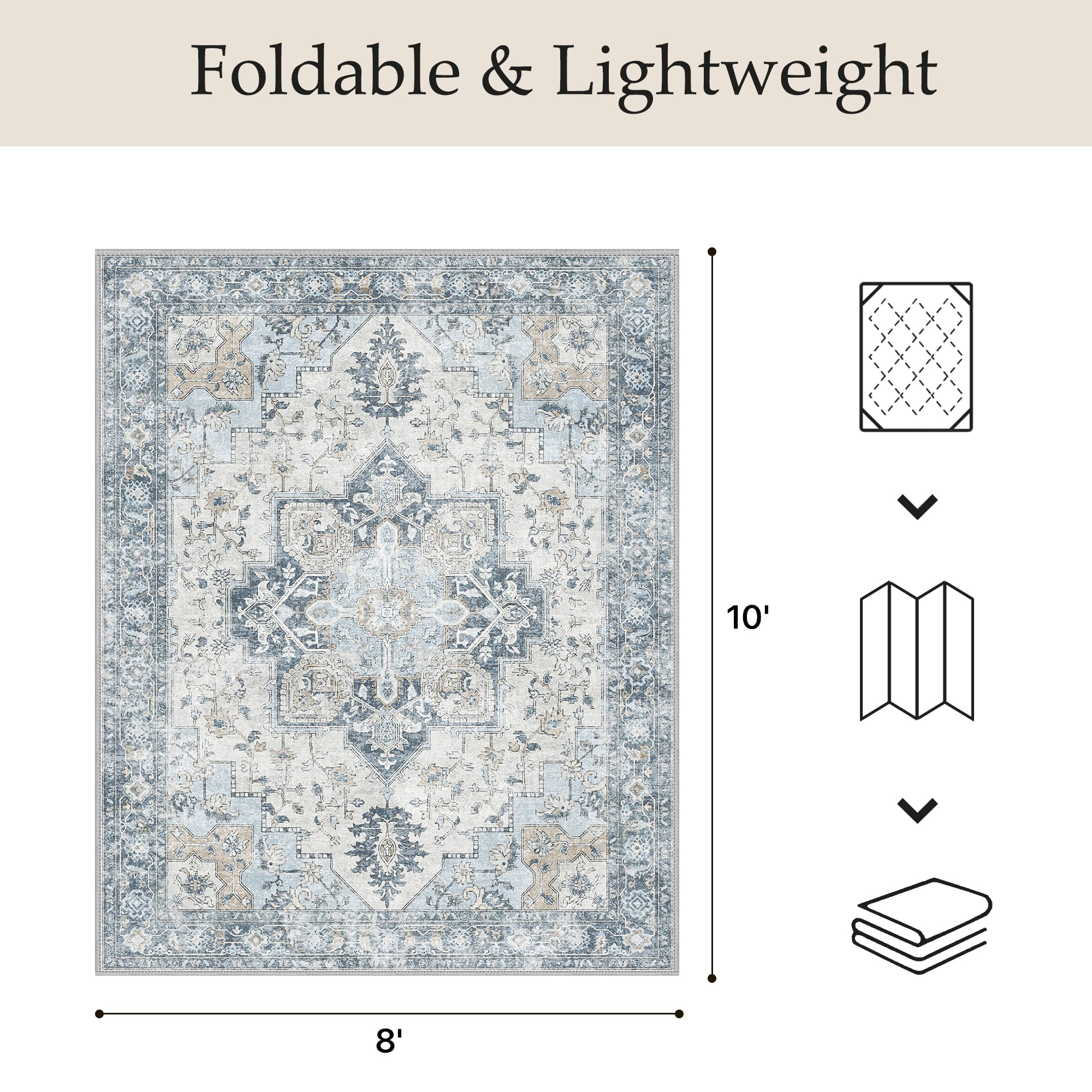 GENIMO Indoor Outdoor Rug Light Blue detail of anti-slip backing
