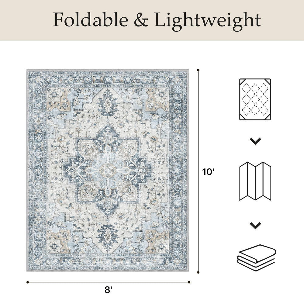 GENIMO Indoor Outdoor Rug Light Blue detail of anti-slip backing