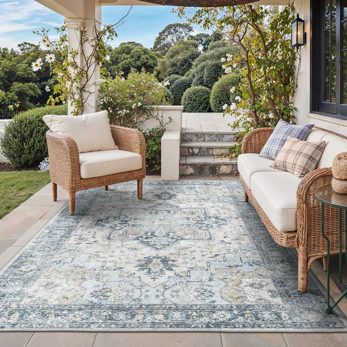 GENIMO Indoor Outdoor Rug light blue front view