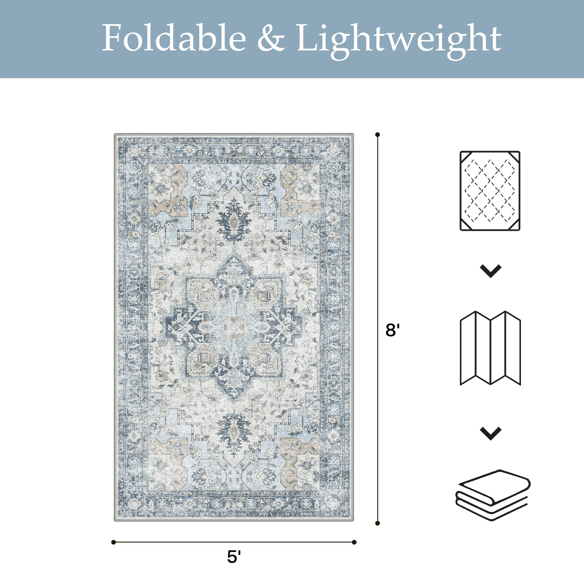 GENIMO Indoor Outdoor Rug light blue in living room