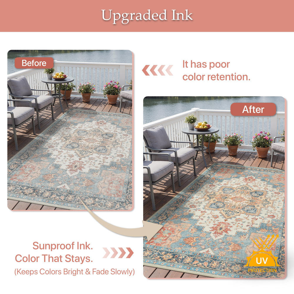 GENIMO Indoor Outdoor Rug showing anti-slip backing
