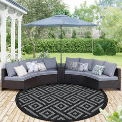GENIMO Outdoor Rug 10' Round in Black and Grey