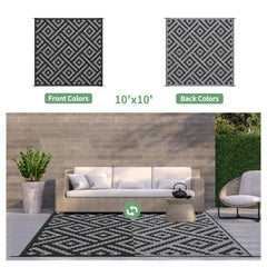 GENIMO Outdoor Rug 10'x10' black grey in outdoor setting