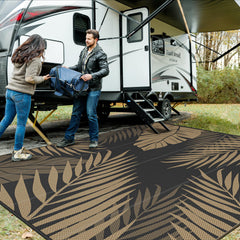 GENIMO Outdoor Rug 10'x10' in black and brown front view