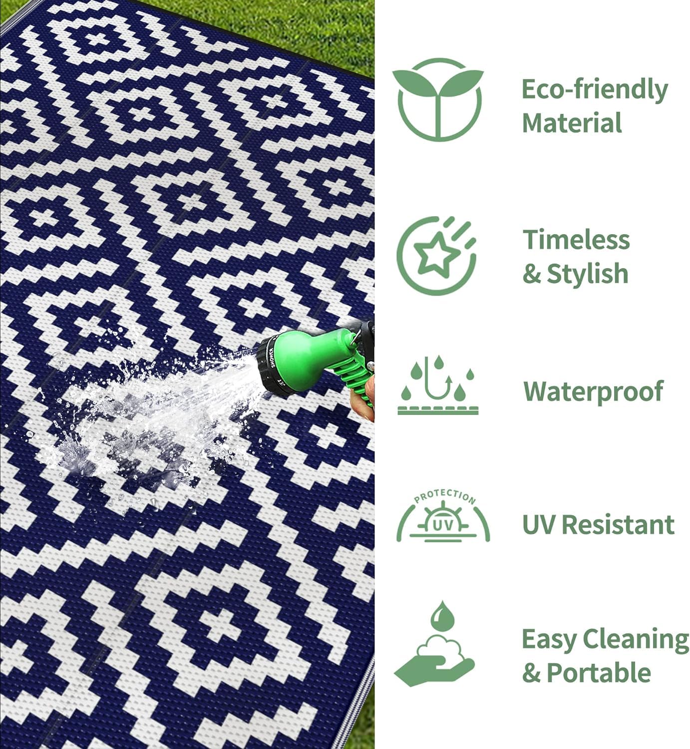 GENIMO Outdoor Rug 10'x14' close-up of woven texture